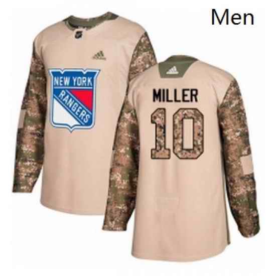 Mens Adidas New York Rangers 10 JT Miller Authentic Camo Veterans Day Practice NHL Jersey
